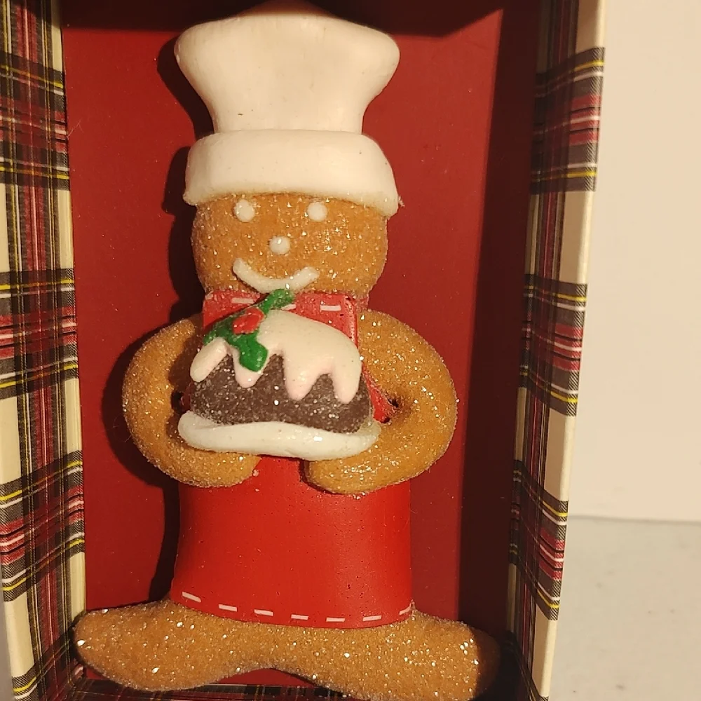Williams Sonoma Festive Gingerbread Ornament - Brown, White, Red